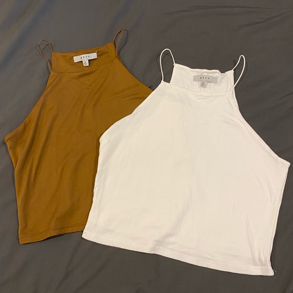 Cute cropped tank tops, brown and white, size M